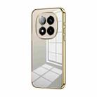 For Xiaomi Redmi Note 14 Pro+ 5G Transparent Plating Fine Hole Phone Case(Gold) - 1