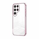 For Samsung Galaxy S24 Ultra 5G Transparent Plating Fine Hole Phone Case(Pink) - 1