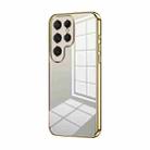 For Samsung Galaxy S24 Ultra 5G Transparent Plating Fine Hole Phone Case(Gold) - 1