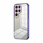 For Samsung Galaxy S23 Ultra 5G Transparent Plating Fine Hole Phone Case(Purple) - 1