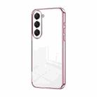 For Samsung Galaxy S23 5G Transparent Plating Fine Hole Phone Case(Pink) - 1