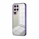 For Samsung Galaxy S22 Ultra 5G Transparent Plating Fine Hole Phone Case(Purple) - 1