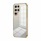 For Samsung Galaxy S22 Ultra 5G Transparent Plating Fine Hole Phone Case(Gold) - 1