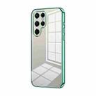 For Samsung Galaxy S22 Ultra 5G Transparent Plating Fine Hole Phone Case(Green) - 1