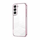 For Samsung Galaxy S22+ 5G Transparent Plating Fine Hole Phone Case(Pink) - 1