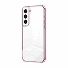 For Samsung Galaxy S22 5G Transparent Plating Fine Hole Phone Case(Pink) - 1