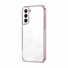 For Samsung Galaxy S21 5G Transparent Plating Fine Hole Phone Case(Pink) - 1