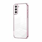 For Samsung Galaxy S21+ 5G Transparent Plating Fine Hole Phone Case(Pink) - 1