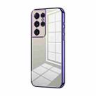 For Samsung Galaxy S21 Ultra 5G Transparent Plating Fine Hole Phone Case(Purple) - 1
