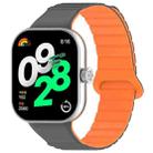 For Xiaomi Smart Band 9 Pro / 8 Pro Two Color Magnetic Silicone Watch Band(Grey Orange) - 1