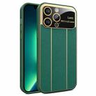 For iPhone 13 Pro Max Electroplating Litchi Grain Large Window Phone Case(Green) - 1