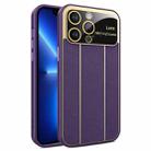 For iPhone 13 Pro Electroplating Litchi Grain Large Window Phone Case(Purple) - 1