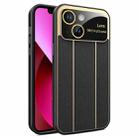 For iPhone 13 Electroplating Litchi Grain Large Window Phone Case(Black) - 1