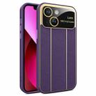 For iPhone 13 Electroplating Litchi Grain Large Window Phone Case(Purple) - 1