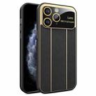 For iPhone 11 Pro Max Electroplating Litchi Grain Large Window Phone Case(Black) - 1