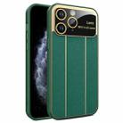 For iPhone 11 Pro Max Electroplating Litchi Grain Large Window Phone Case(Green) - 1