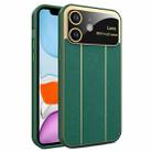 For iPhone 11 Electroplating Litchi Grain Large Window Phone Case(Green) - 1