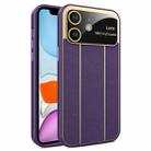 For iPhone 11 Electroplating Litchi Grain Large Window Phone Case(Purple) - 1