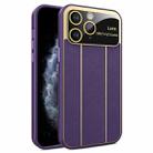 For iPhone 11 Pro Electroplating Litchi Grain Large Window Phone Case(Purple) - 1