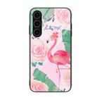 For Samsung Galaxy S24+ 5G Colorful Painted Glass Phone Case(Flamingo) - 1