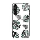 For Samsung Galaxy S24+ 5G Colorful Painted Glass Phone Case(Banana Leaf) - 1