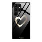 For Samsung Galaxy S24 Ultra 5G Colorful Painted Glass Phone Case(Black Love) - 1