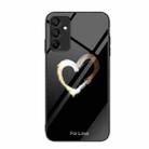 For Samsung Galaxy A15 4G Colorful Painted Glass Phone Case(Black Love) - 1