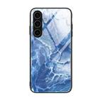 For Samsung Galaxy S24+ 5G Marble Pattern Glass Protective Phone Case(Blue Ocean) - 1