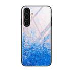 For Samsung Galaxy S24+ 5G Marble Pattern Glass Protective Phone Case(Ocean Waves) - 1