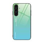 For Samsung Galaxy S24+ 5G Gradient Color Glass Phone Case(Green Cyan) - 1