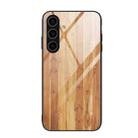 For Samsung Galaxy S24+ 5G Wood Grain Glass Phone Case(Yellow) - 1