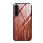 For Samsung Galaxy S24+ 5G Wood Grain Glass Phone Case(Coffee) - 1