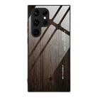 For Samsung Galaxy S24 Ultra 5G Wood Grain Glass Phone Case(Black) - 1