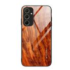 For Samsung Galaxy A35 5G Wood Grain Glass Phone Case(Light Brown) - 1