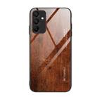 For Samsung Galaxy A15 4G Wood Grain Glass Phone Case(Dark Brown) - 1