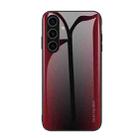 For Samsung Galaxy S24+ 5G Texture Gradient Glass TPU Phone Case(Red) - 1