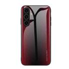 For Samsung Galaxy S24 5G Texture Gradient Glass TPU Phone Case(Red) - 1