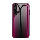 For Samsung Galaxy S24 5G Texture Gradient Glass TPU Phone Case(Rose Red) - 1
