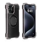 For iPhone 15 Pro R-JUST RJ51-1 Hollow Rotating Holder MagSafe Magnetic Metal Phone Case(Silver Grey) - 1