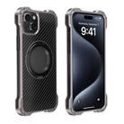 For iPhone 15 R-JUST RJ51-1 Hollow Rotating Holder MagSafe Magnetic Metal Phone Case(Silver Grey) - 1