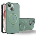 For iPhone 15 Plus MagSafe Holder PC Hybrid TPU Phone Case(Green) - 1
