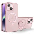 For iPhone 14 Plus MagSafe Holder PC Hybrid TPU Phone Case(Pink) - 1