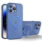 For iPhone 14 Pro MagSafe Holder PC Hybrid TPU Phone Case(Blue) - 1