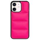 For iPhone 12 Big Hole Eiderdown Airbag Phone Case(Rose Red) - 1