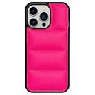 For iPhone 12 Pro Big Hole Eiderdown Airbag Phone Case(Rose Red) - 1