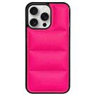 For iPhone 14 Pro Big Hole Eiderdown Airbag Phone Case(Rose Red) - 1