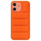 For iPhone 12 Fine Hole Eiderdown Airbag Phone Case(Orange) - 1