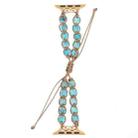 For Apple Watch SE 2023 44mm Heart Stones Drawstring Chain Watch Band(Blue) - 1