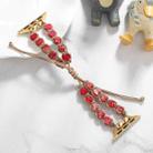 For Apple Watch Series 8 45mm Heart Stones Drawstring Chain Watch Band(Red) - 2