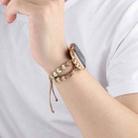For Apple Watch 42mm Heart Stones Drawstring Chain Watch Band(White Brown) - 3
